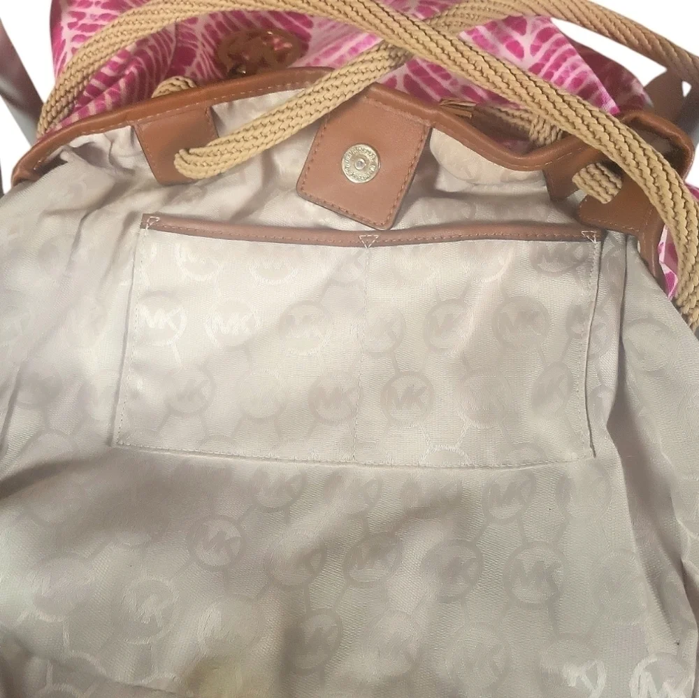 Michael Kors Marina Raspberry Tie Dyed Canvas Tote Handbag